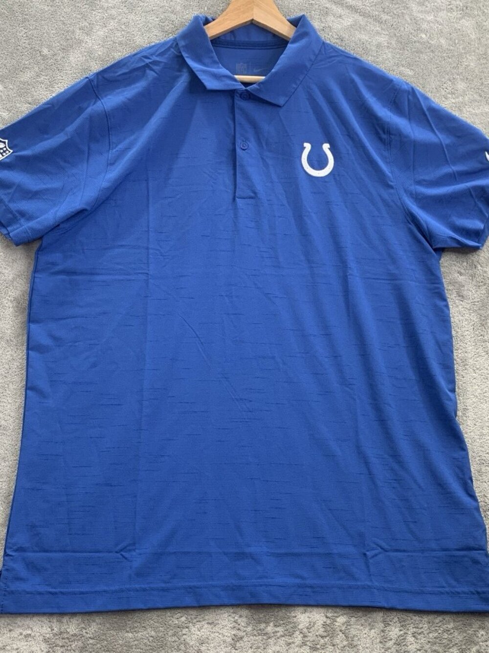 Nike Polo Shirt Mens Large Indianapolis Colts Blue Sideline Performance NFL Golf